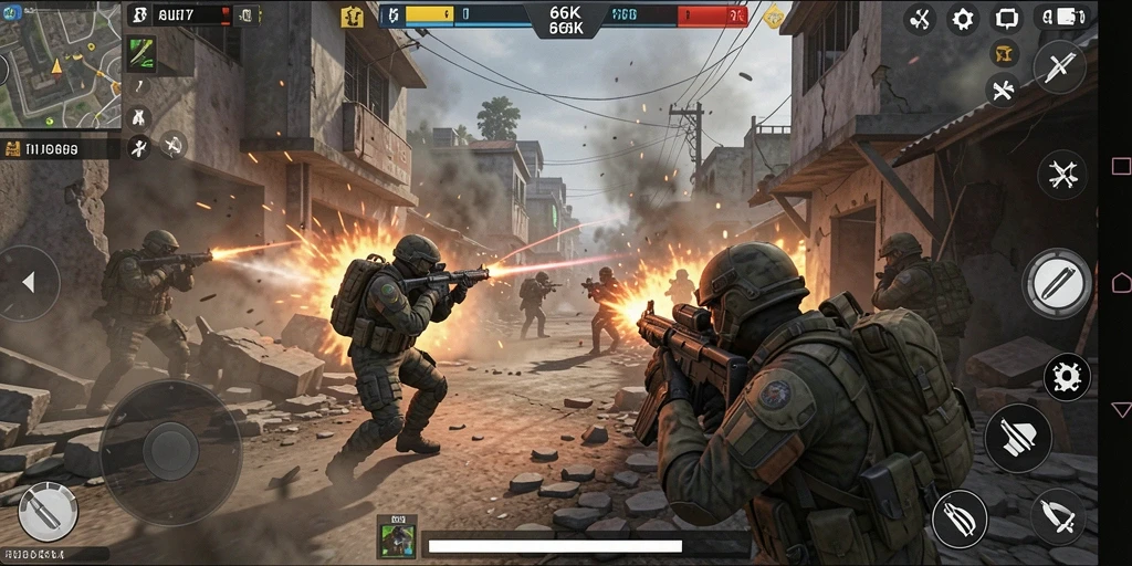 Gameplay 66K dengan aksi pertempuran seru dan intens.