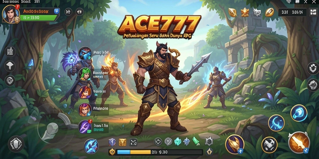 Screenshot gameplay RPG ACE777 menunjukkan dunia fantasi yang épik.