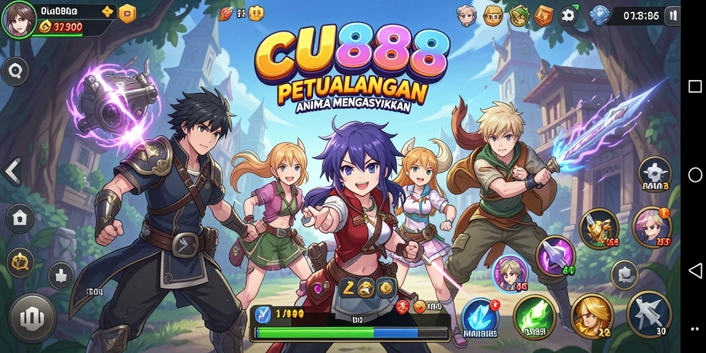 Tampilan gameplay CU888 yang penuh aksi dan warna.