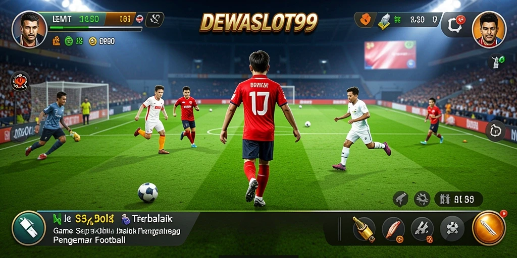 Tampilan gameplay seru dari DEWASLOT99 yang menampilkan strategi sepak bola.