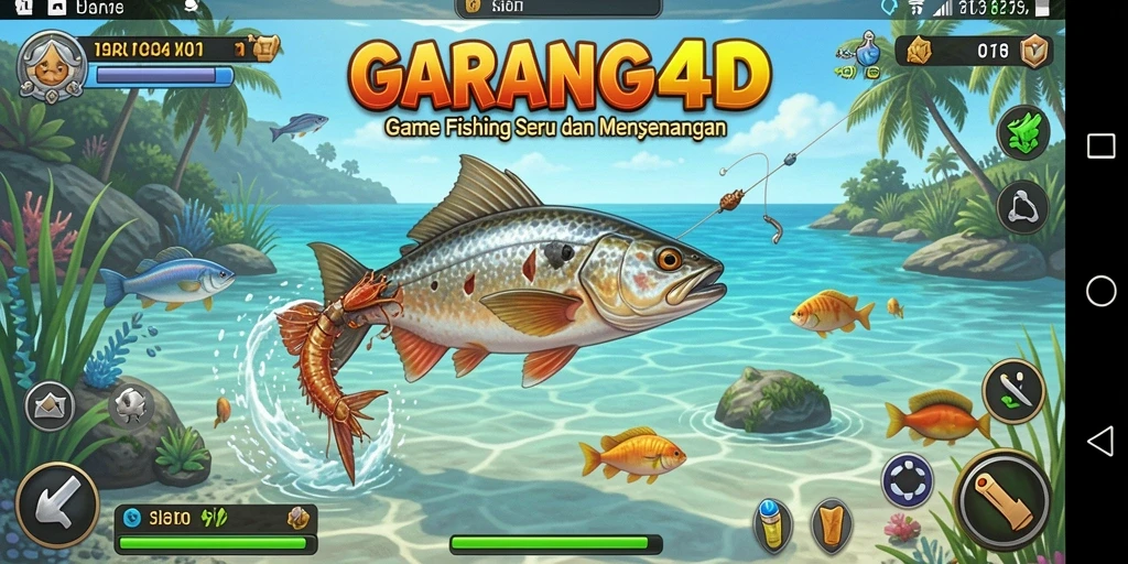 Tampilan utama gameplay GARANG4D dengan aksi memancing yang mendebarkan.