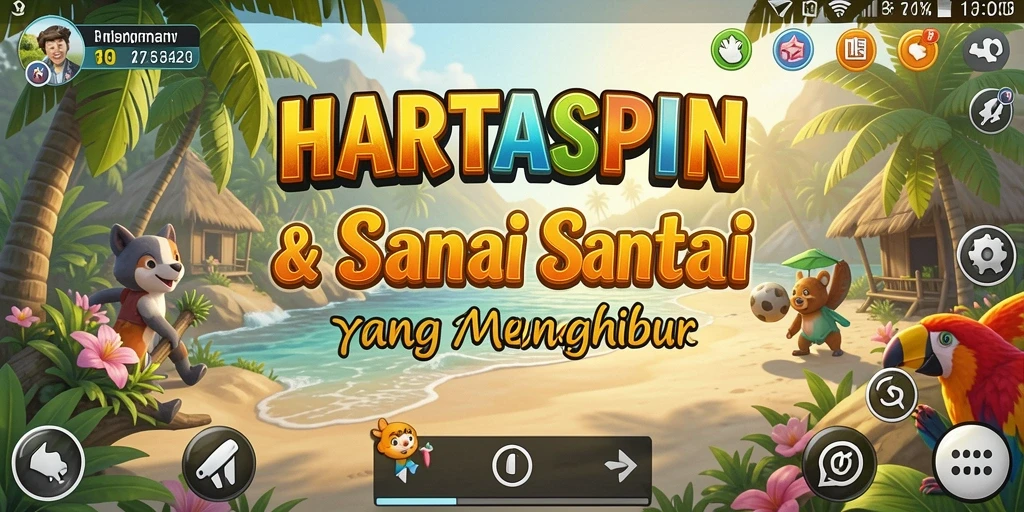 Tampilan gameplay HARTASPIN yang ceria dan menghibur.