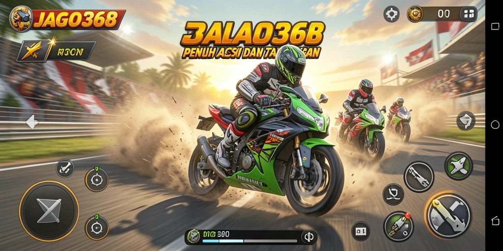 Tampilan gameplay JAGO368 yang seru dalam balapan motor.