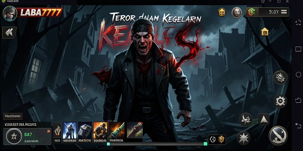 Tangkapan layar gameplay LABA777 menampilkan suasana Horror yang mencekam.