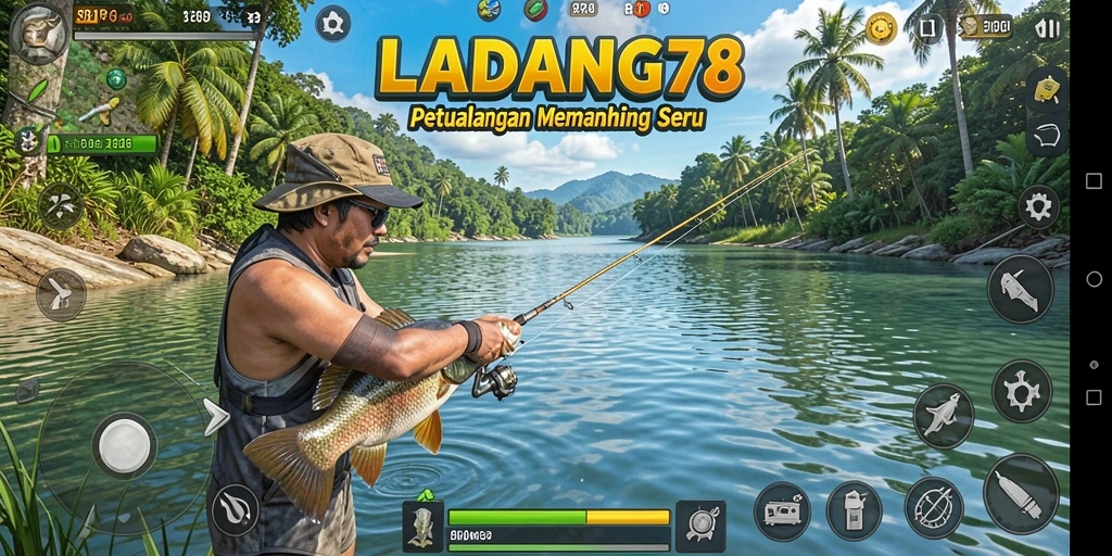 Tampilan gameplay LADANG78 yang menarik saat memancing ikan besar.
