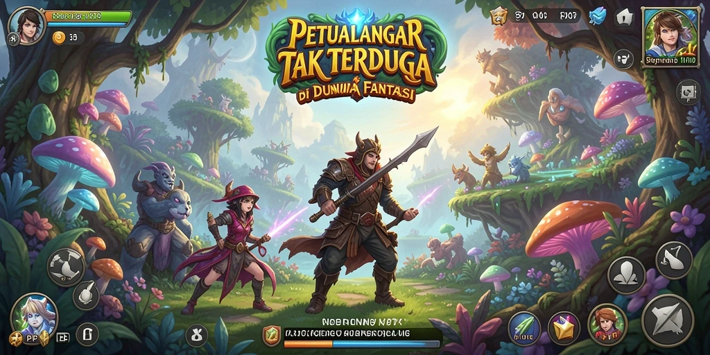 Screenshot utama PP7 menampilkan momen petualangan seru di dunia fantasi.