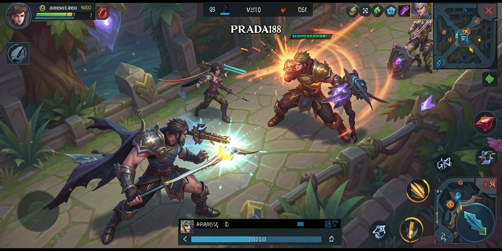 Tampilan menarik dari gameplay seru di PRADA188 MOBA.